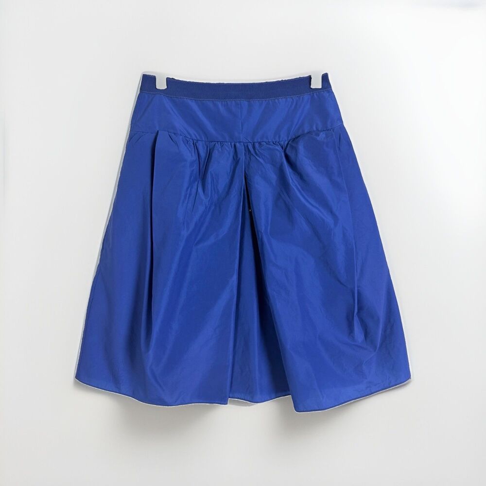 carven cobalt blue bubble skirt silk blend knee length eu 36 us 2 runway luxury